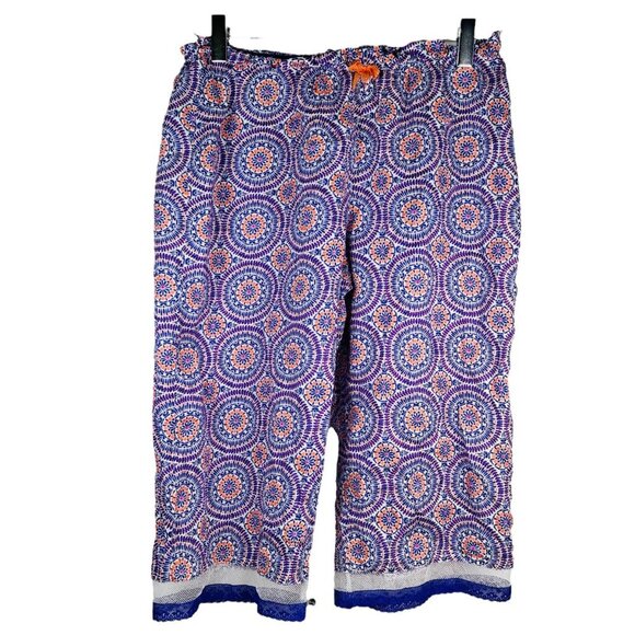 Victoria’s Secret Medium Cotton Pajama Set Geometric Capri Loungewear - Picture 2 of 8